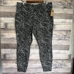 DULUTH Trading NoGA Naturale Cotton Leggings Pockets Floral Print Gray XL NWT